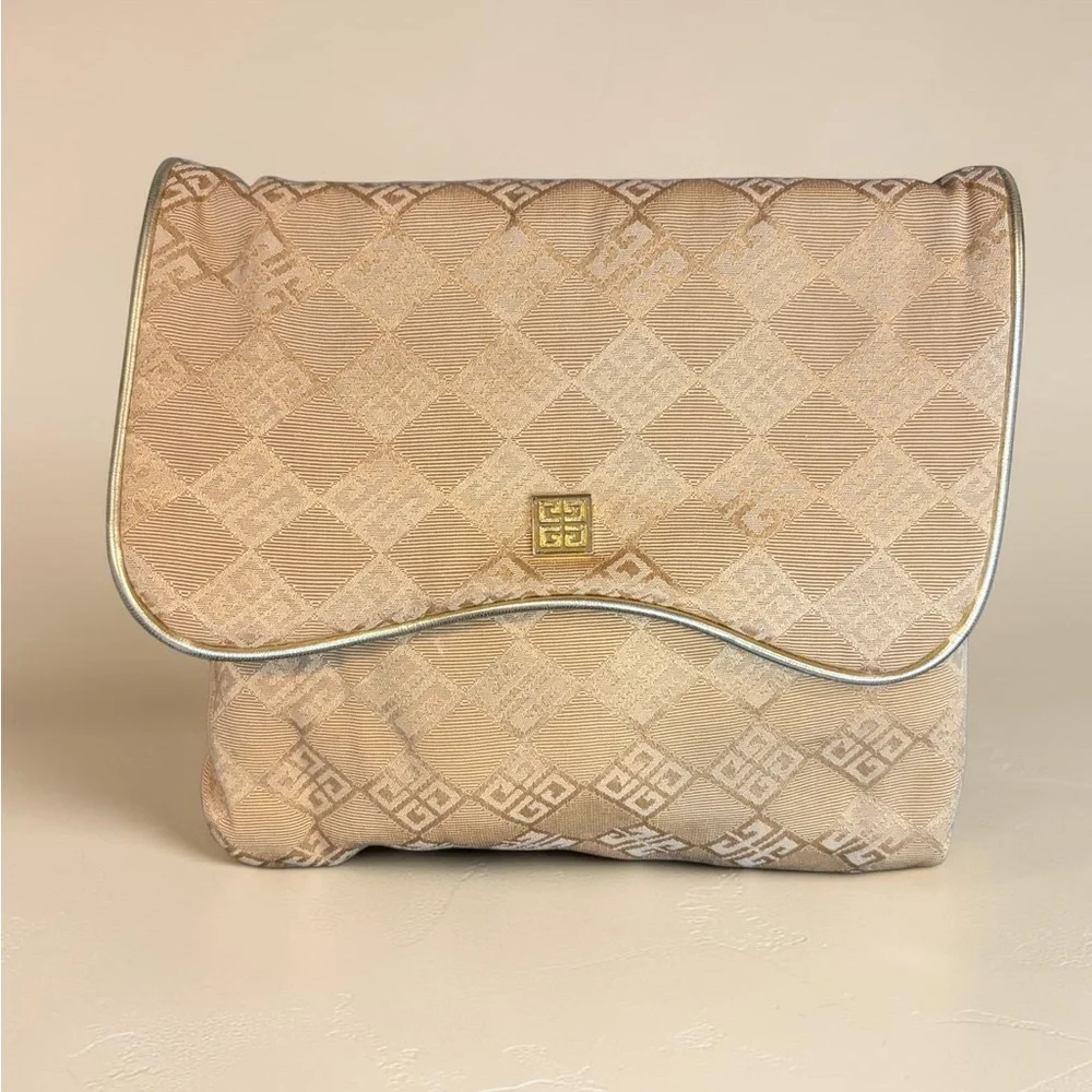 Givenchy Parfums 4G Monogram Clutch/Pouch/Beige & Gold Vintage